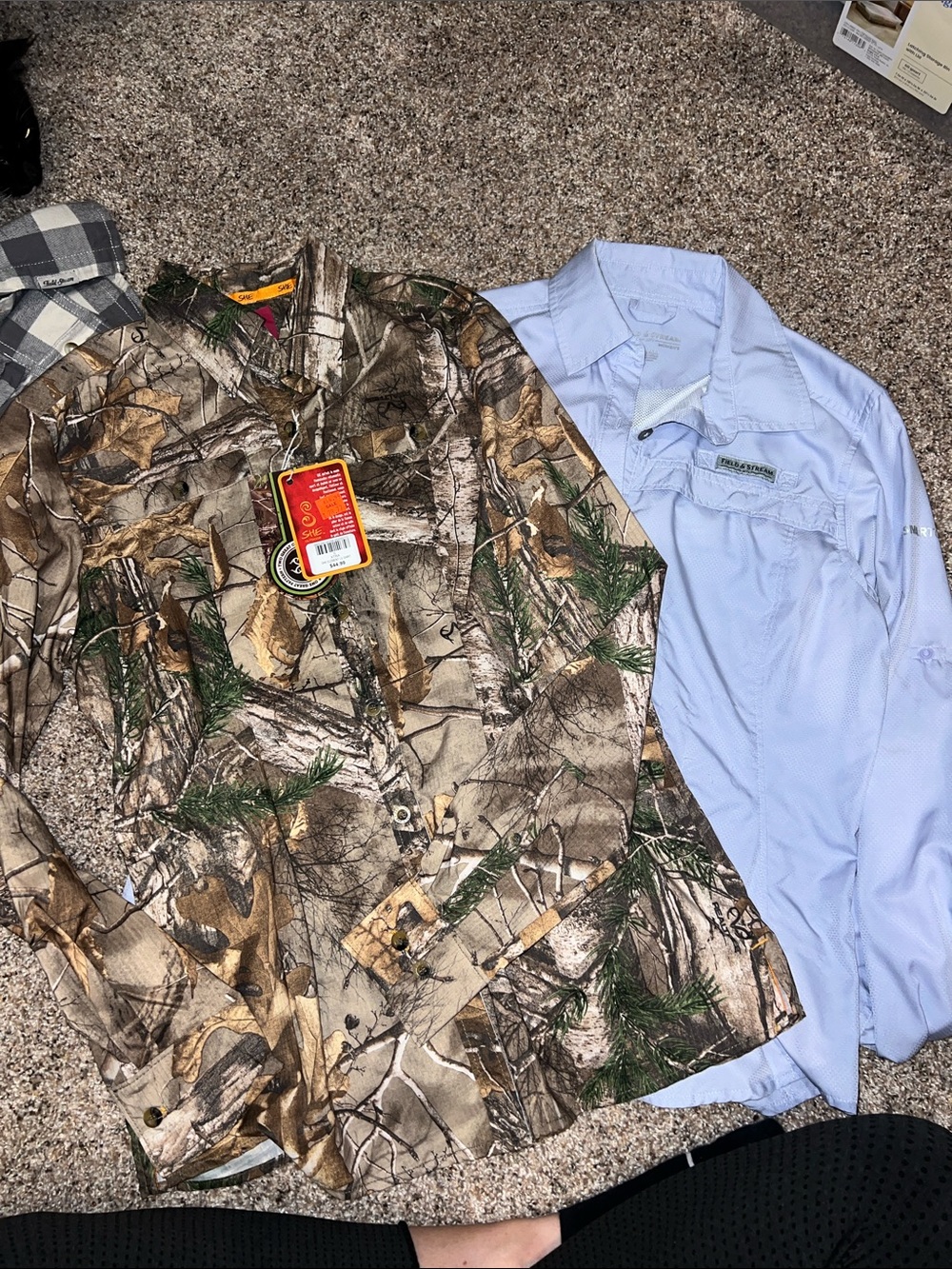 Small fishing shirts. She brand and field and stream